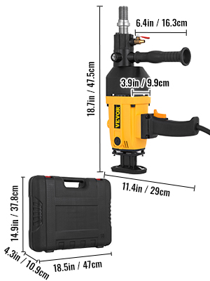 VEVOR VEVOR Taladro Diamantado de Perforación de Núcleo de Diamante 2180 W  Velocidad de Rotación de 1600 r/min Máquina Perforadora de Diamante con  Taladro Percutor de 160 mm Taladro con Núcleo de