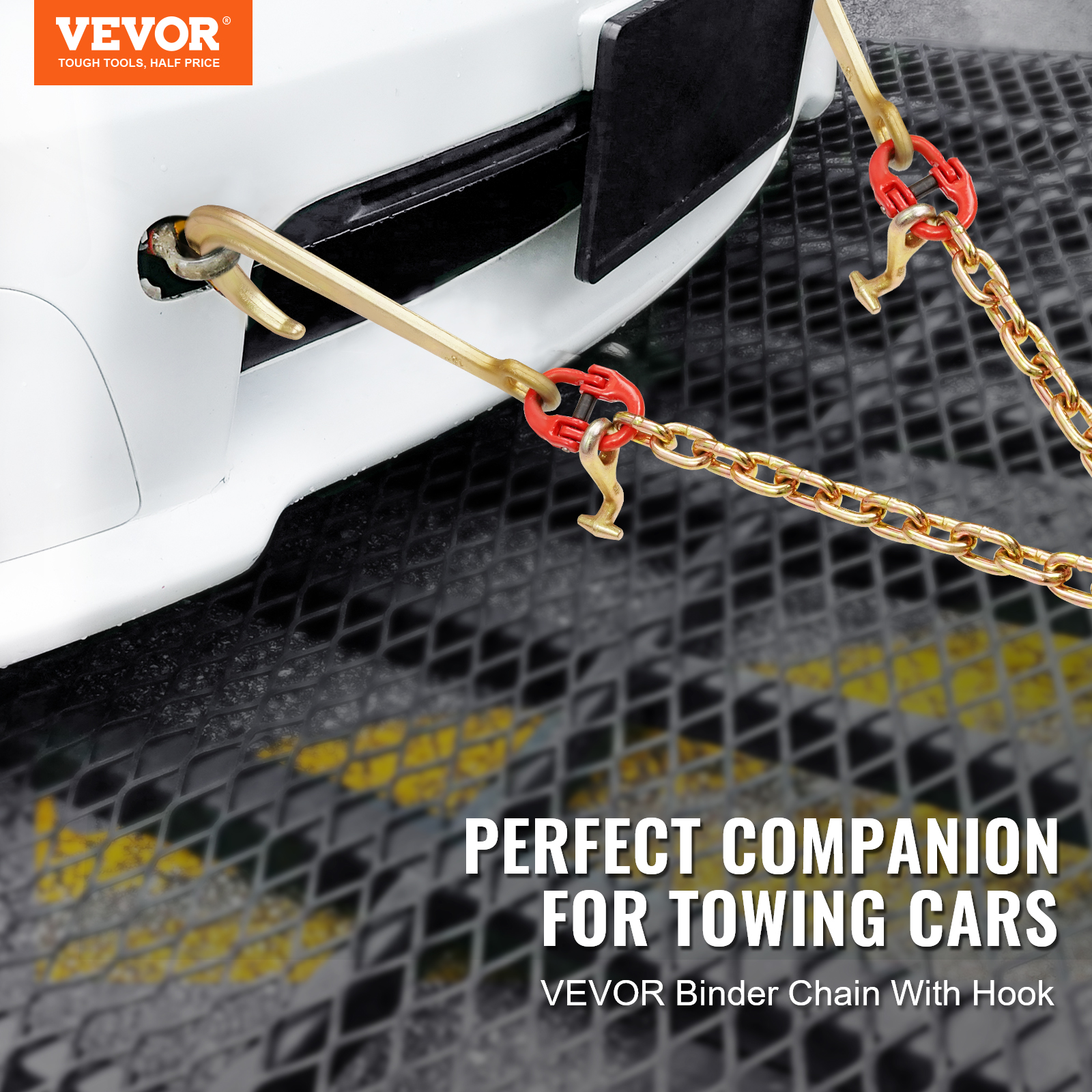 VEVOR 3/8" 5/16" Tow Chain J Hook G80 2ft, 3ft, 6ft V-Chain Wrecker Grab Hooks - Picture 4 of 74