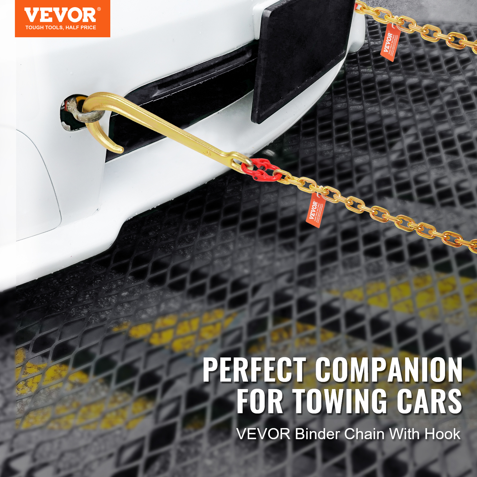 VEVOR 3/8" 5/16" Tow Chain J Hook G80 2ft, 3ft, 6ft V-Chain Wrecker Grab Hooks - Picture 16 of 74