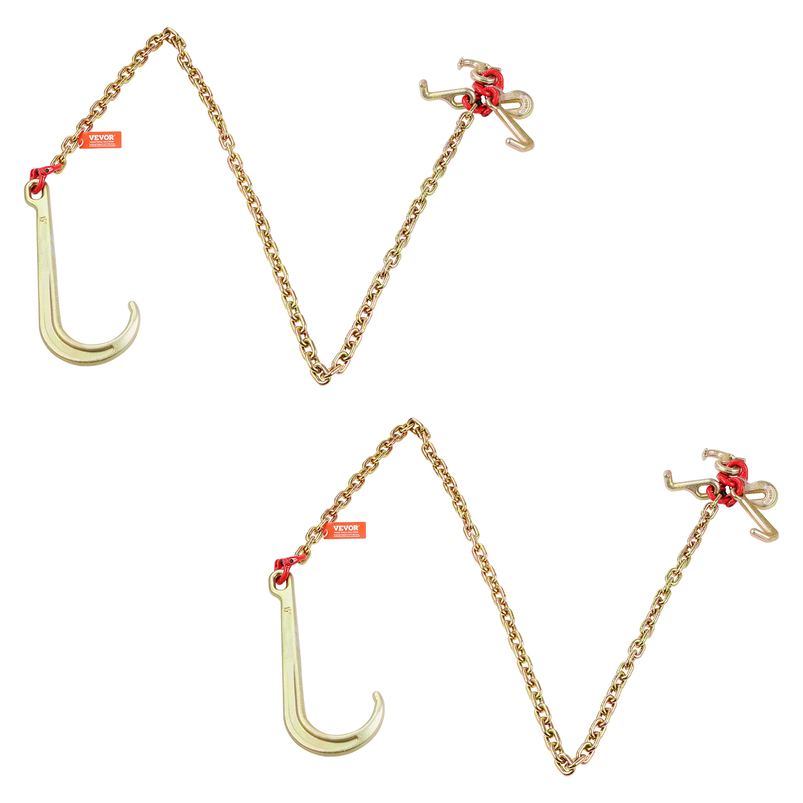 VEVOR 3/8" 5/16" Tow Chain J Hook G80 2ft, 3ft, 6ft V-Chain Wrecker Grab Hooks - Picture 26 of 74