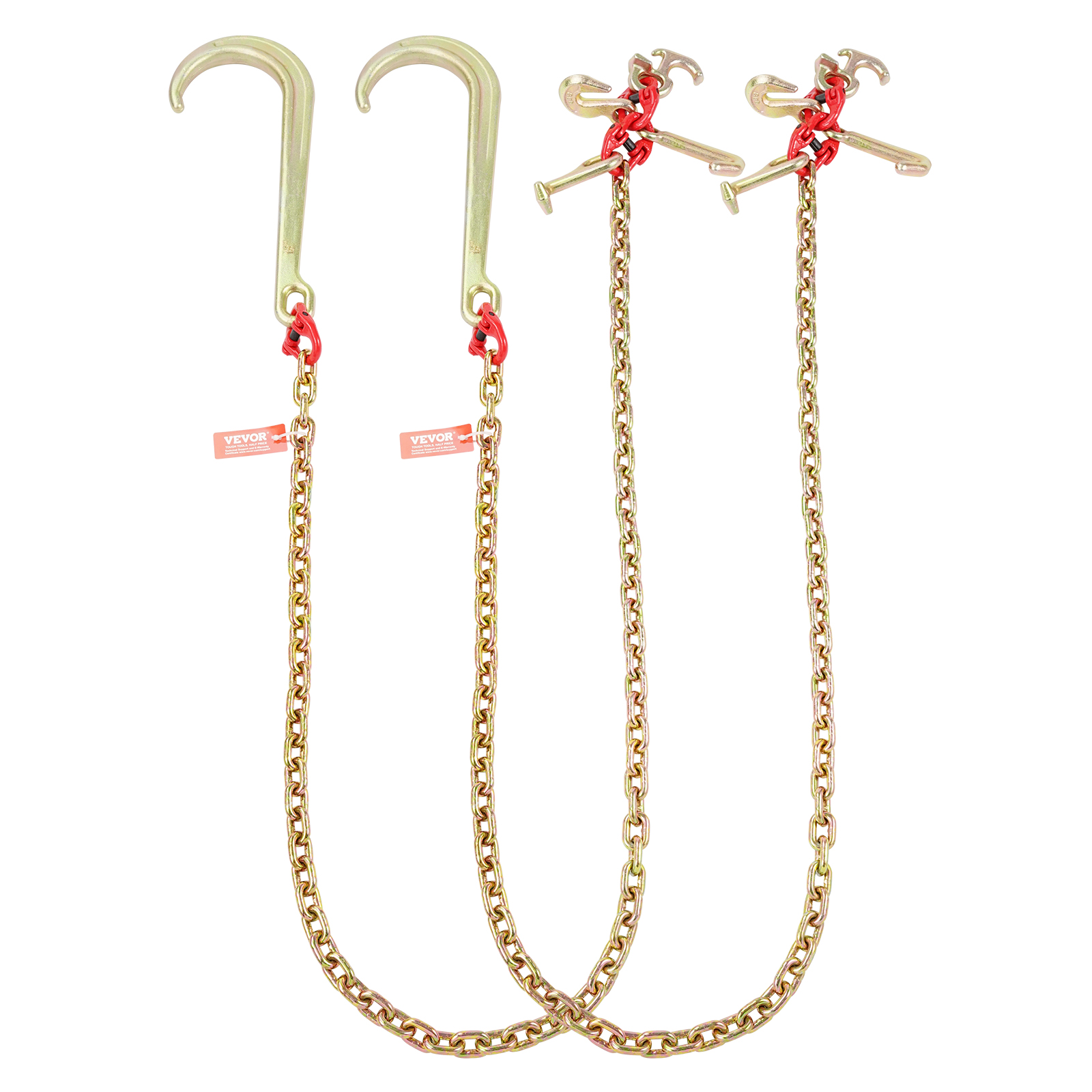 VEVOR 3/8" 5/16" Tow Chain J Hook G80 2ft, 3ft, 6ft V-Chain Wrecker Grab Hooks - Picture 23 of 74