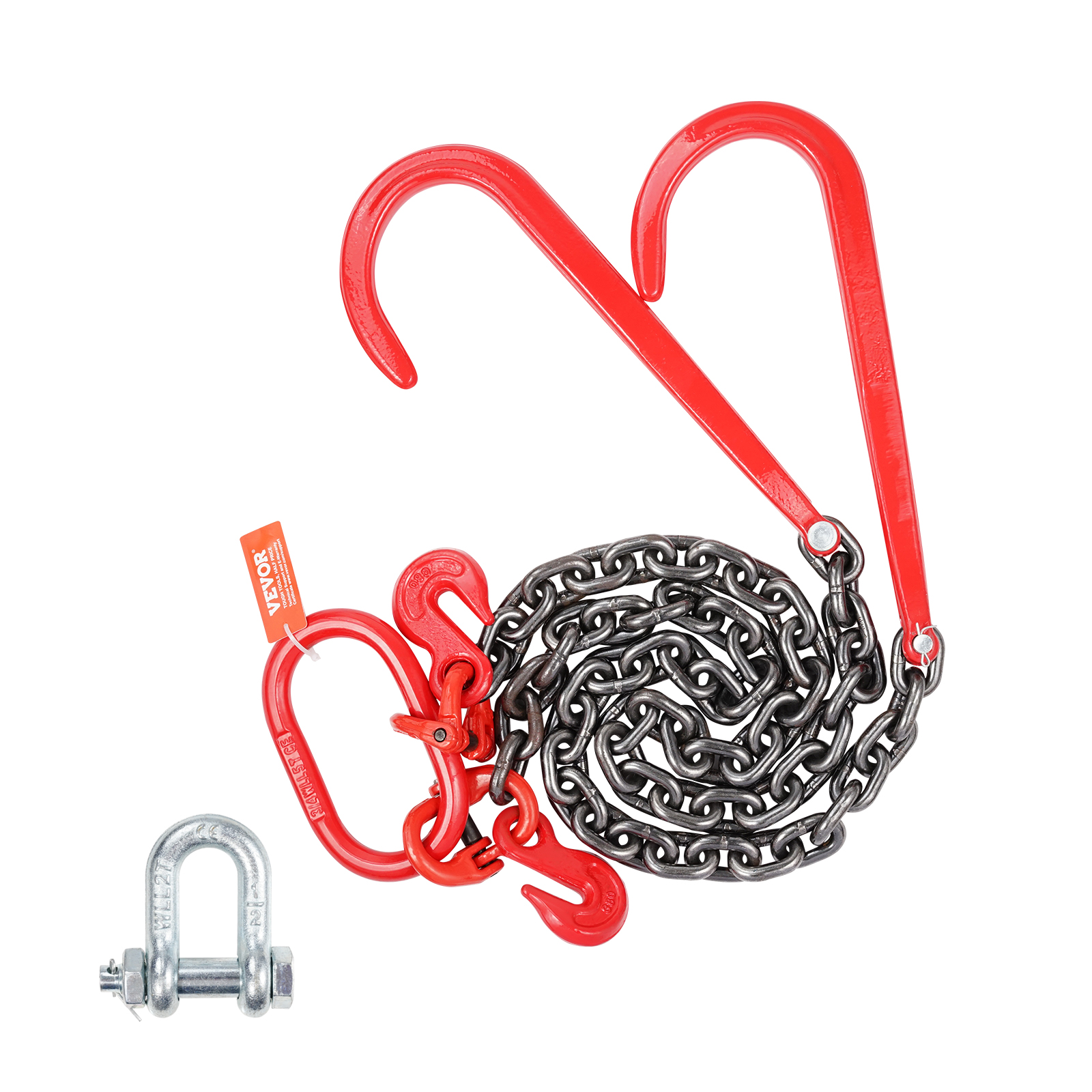 VEVOR 3/8" 5/16" Tow Chain J Hook G80 2ft, 3ft, 6ft V-Chain Wrecker Grab Hooks - Picture 27 of 74