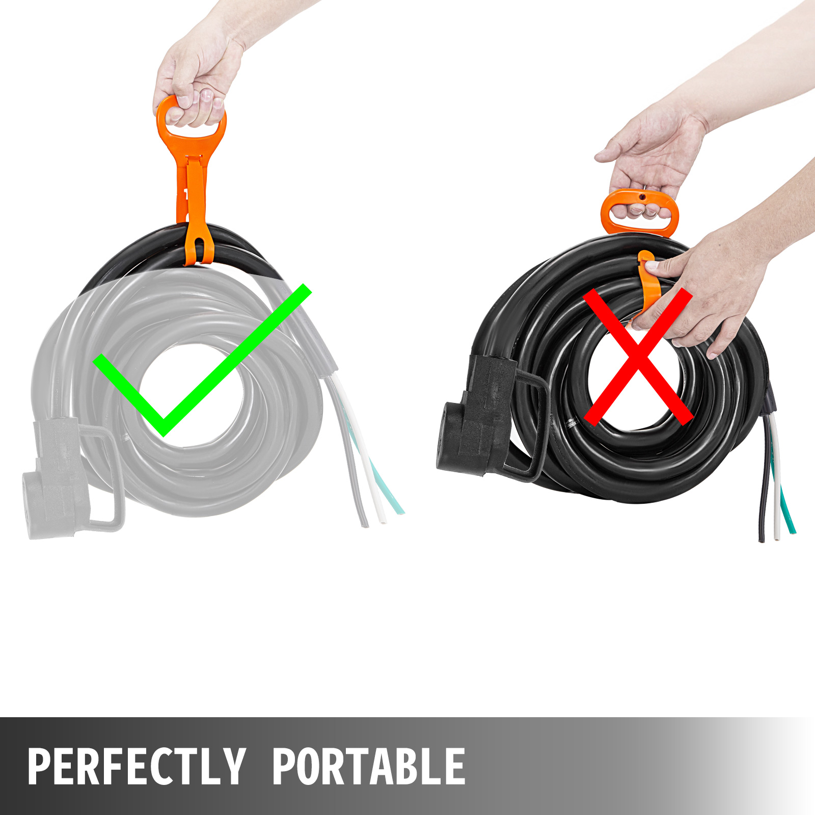 Tuspuzz Retractable Extension Reel, 50 FT Heavy Duty 14AWG/3C SJTOW Power  Cord with Lighted Triple