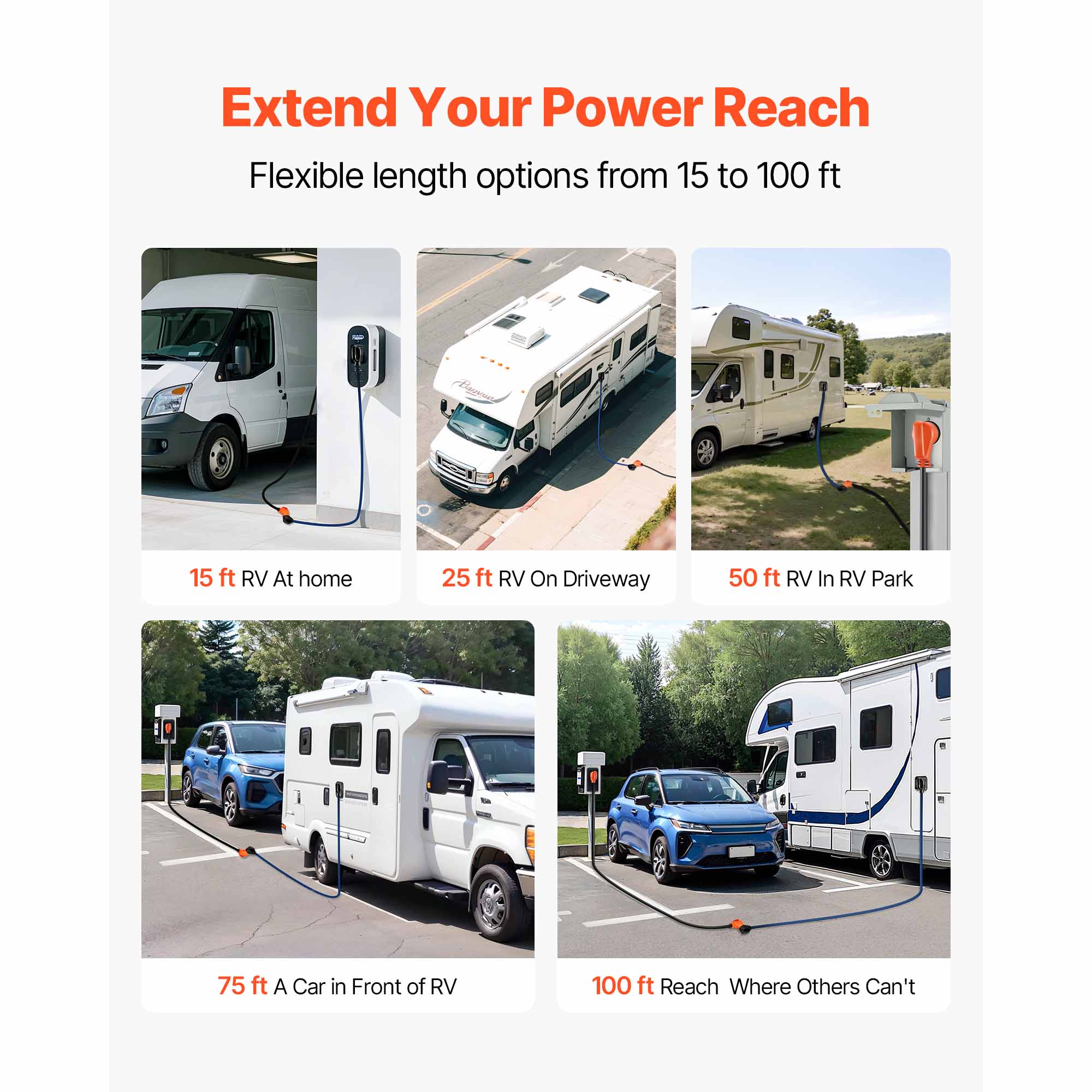 Uimoso 75/100 FT RV Extension Cord, 30/50A, STW, 10AWG/3 or 6/3 + 8/1 Gauge