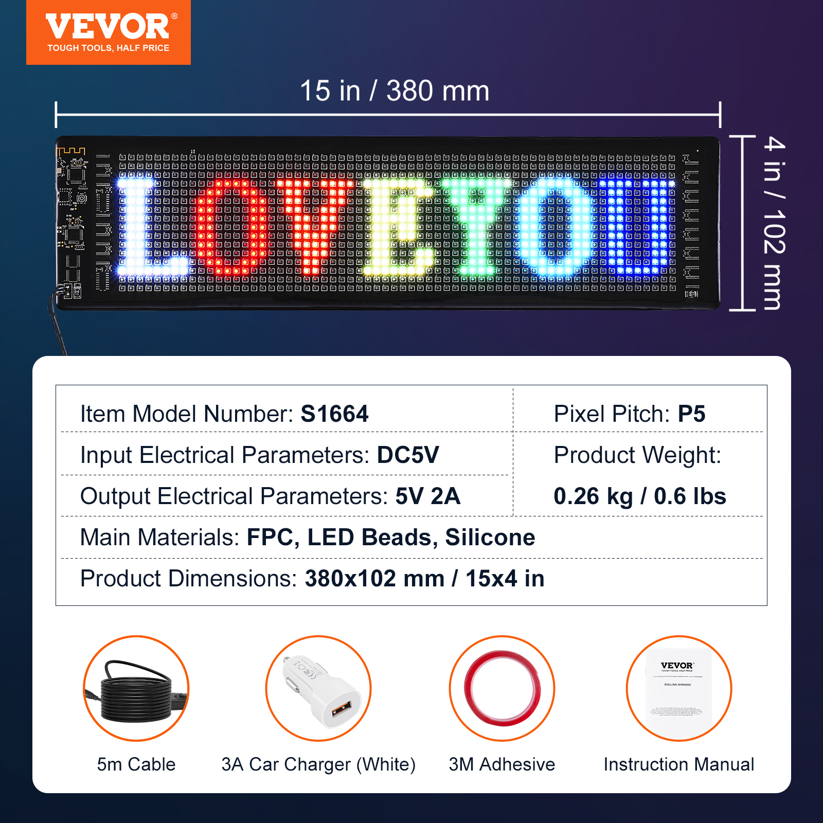 VEVOR LED Display Programmierbar Nachricht Schild 99x19cm Bewegen Beleuchtung - Bild 57 von 98