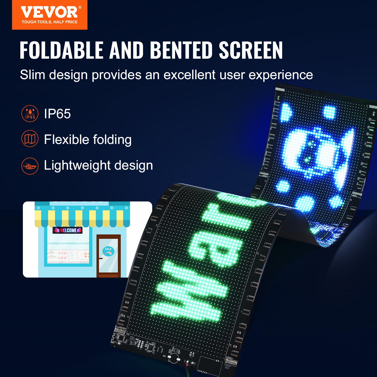 VEVOR LED Display Programmierbar Nachricht Schild 99x19cm Bewegen Beleuchtung - Bild 64 von 98