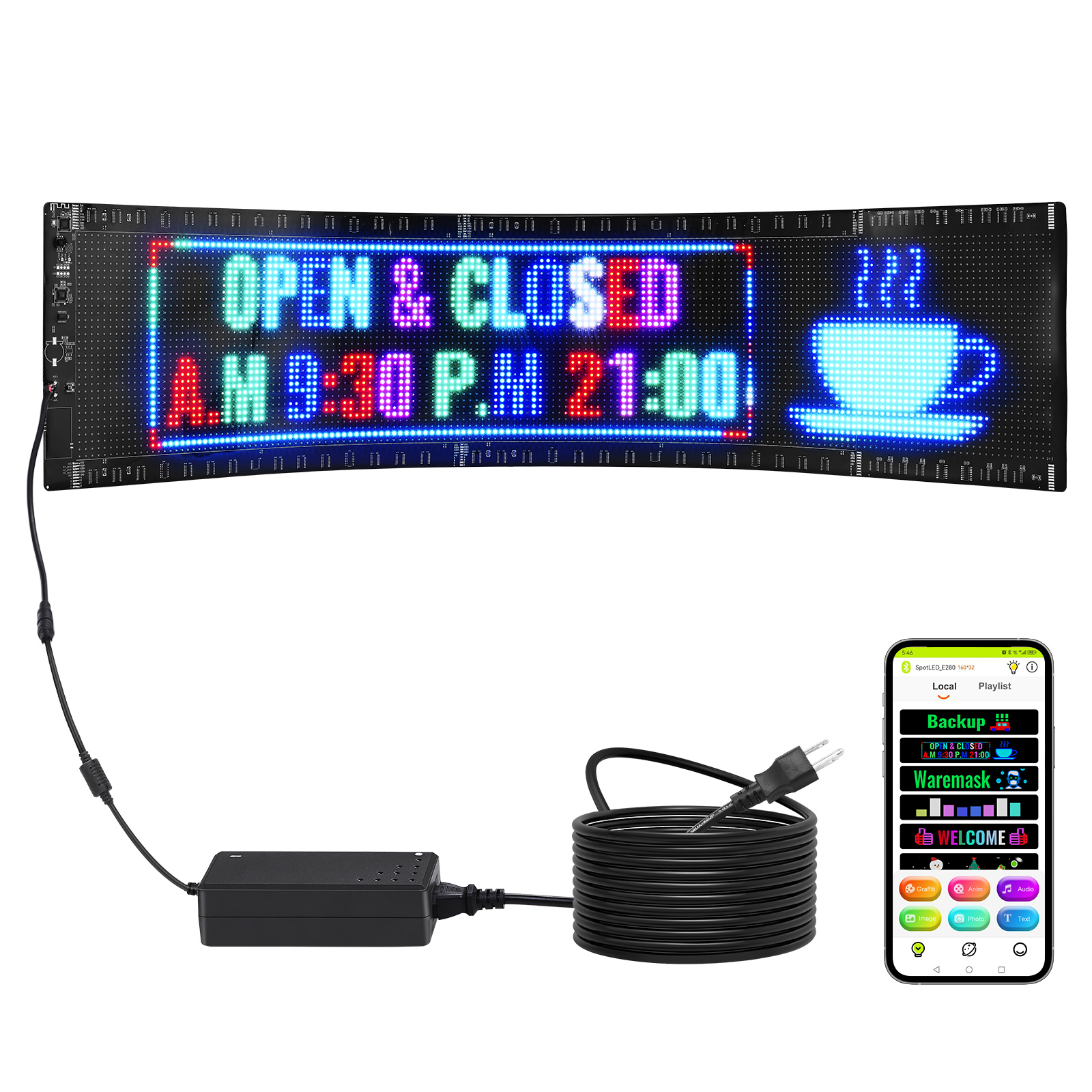 VEVOR LED Display Programmierbar Nachricht Schild 99x19cm Bewegen Beleuchtung - Bild 63 von 98