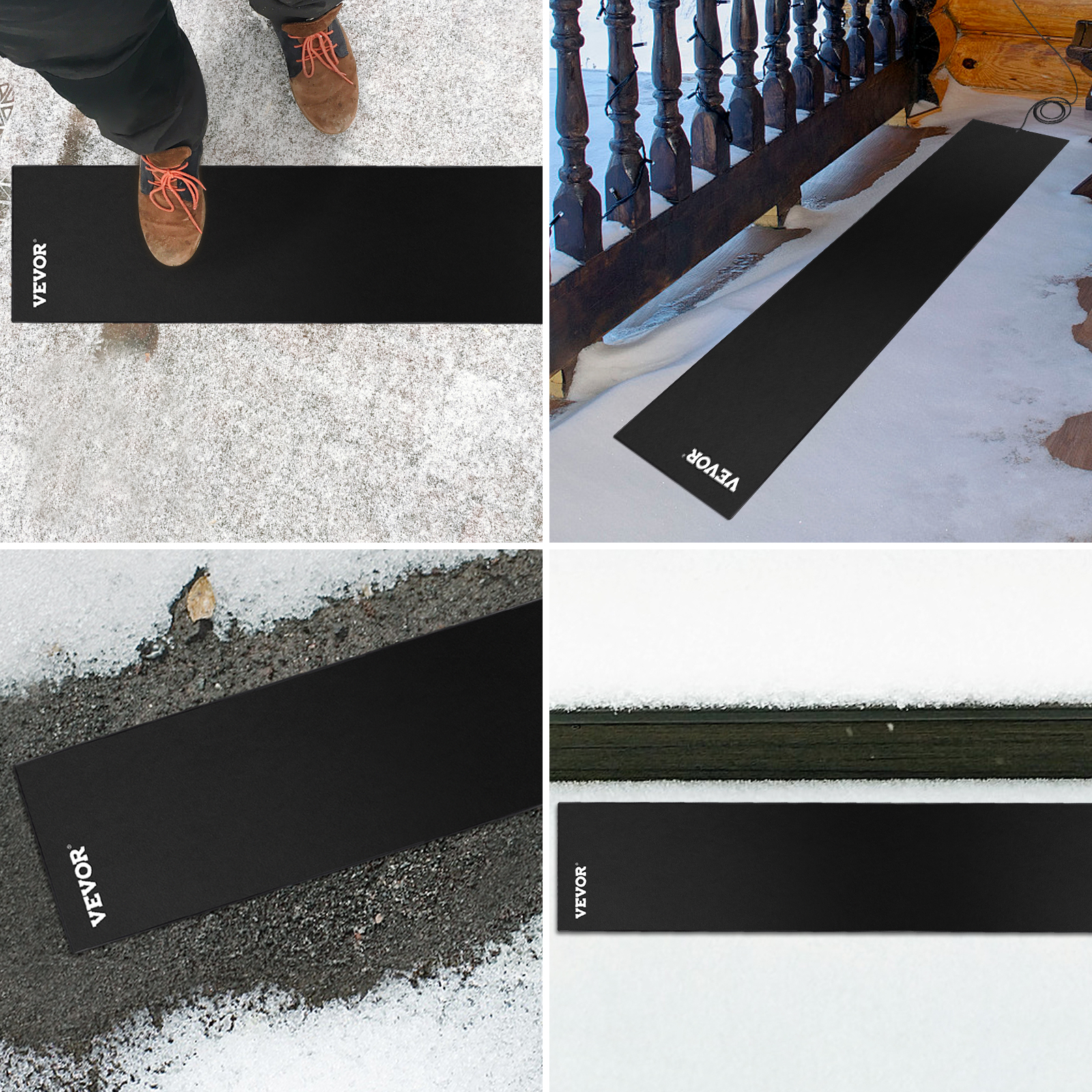 VEVOR 10ft x 13in Walkway, 120V Ice, PVC Heated 6ft Power Cord, Slip-Proof, Ideal Winter Outdoor Snow Mat, 2'' per Hour Melting Speed, Black
