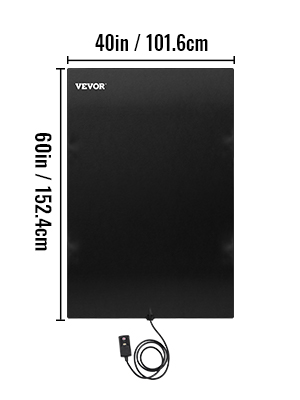 VEVOR Snow Melting Mat, 40in x 60in Heated Walkway Mat, 110V Snow and Ice Melting Mat, PVC Heated Mat with 6ft Power Cord, Slip-Proof, Ideal Winter Outdoor Snow Mat, 2'' per Hour Melting Speed