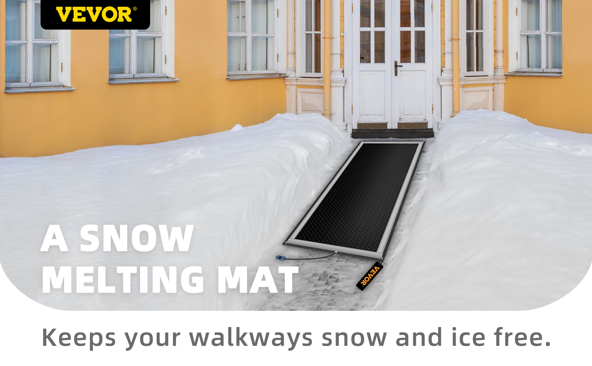 VEVOR Snow Melting Mat 2023 New, 30 x 60 inch, 3 in/h Melting Speed, Heated  Outdoor Mats for Winter Walkway, No-Slip Rubber w/Plug, Power Cord, Outlet