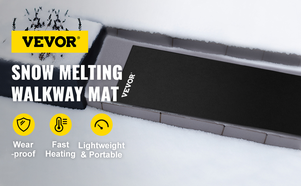 VEVOR Snow Melting Mat, 2ft x 5ft Heated Walkway Mat, 110V Snow