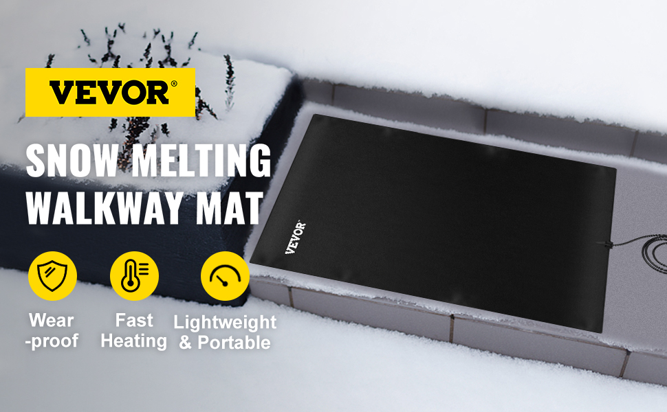 Snow Melting Mat, 2ft x 3ft Heated Walkway Mat, 110V Snow and Ice