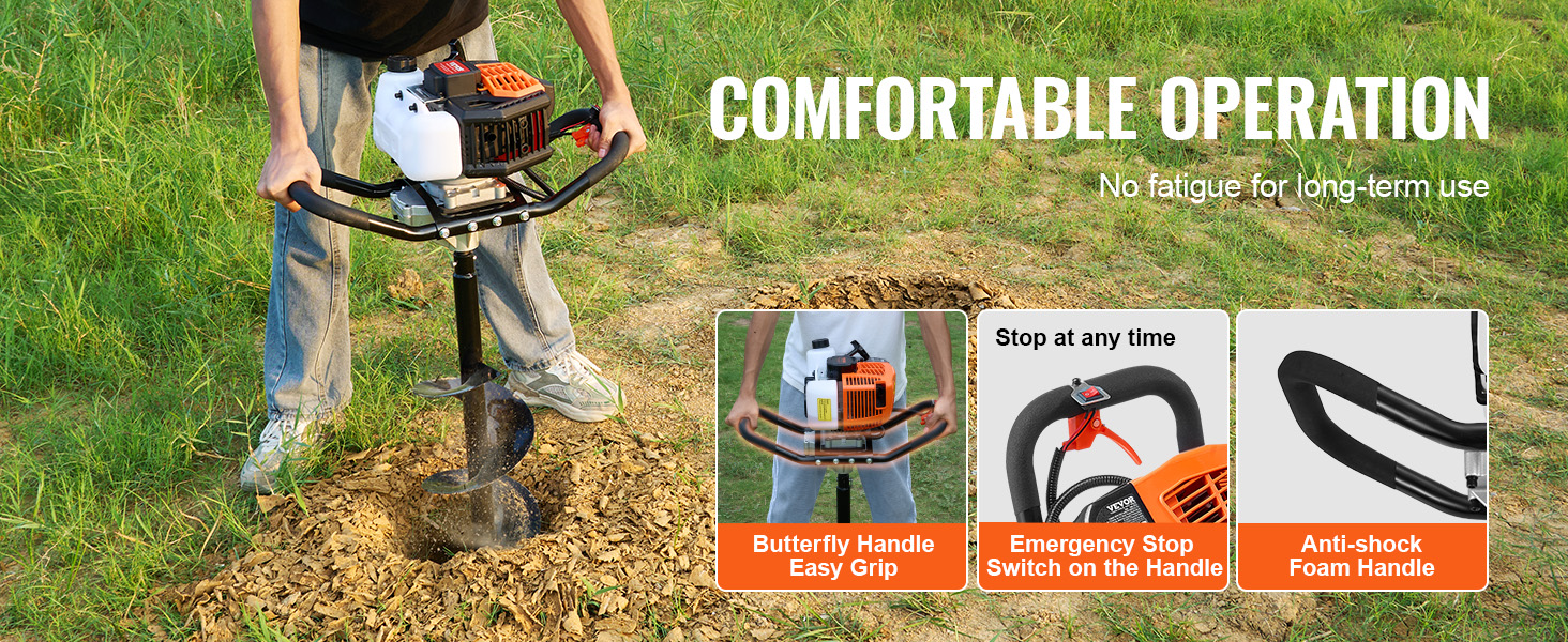 VEVOR Gas Post Hole Digger 43CC 1250W with 8” Drill Bits for Farm ...