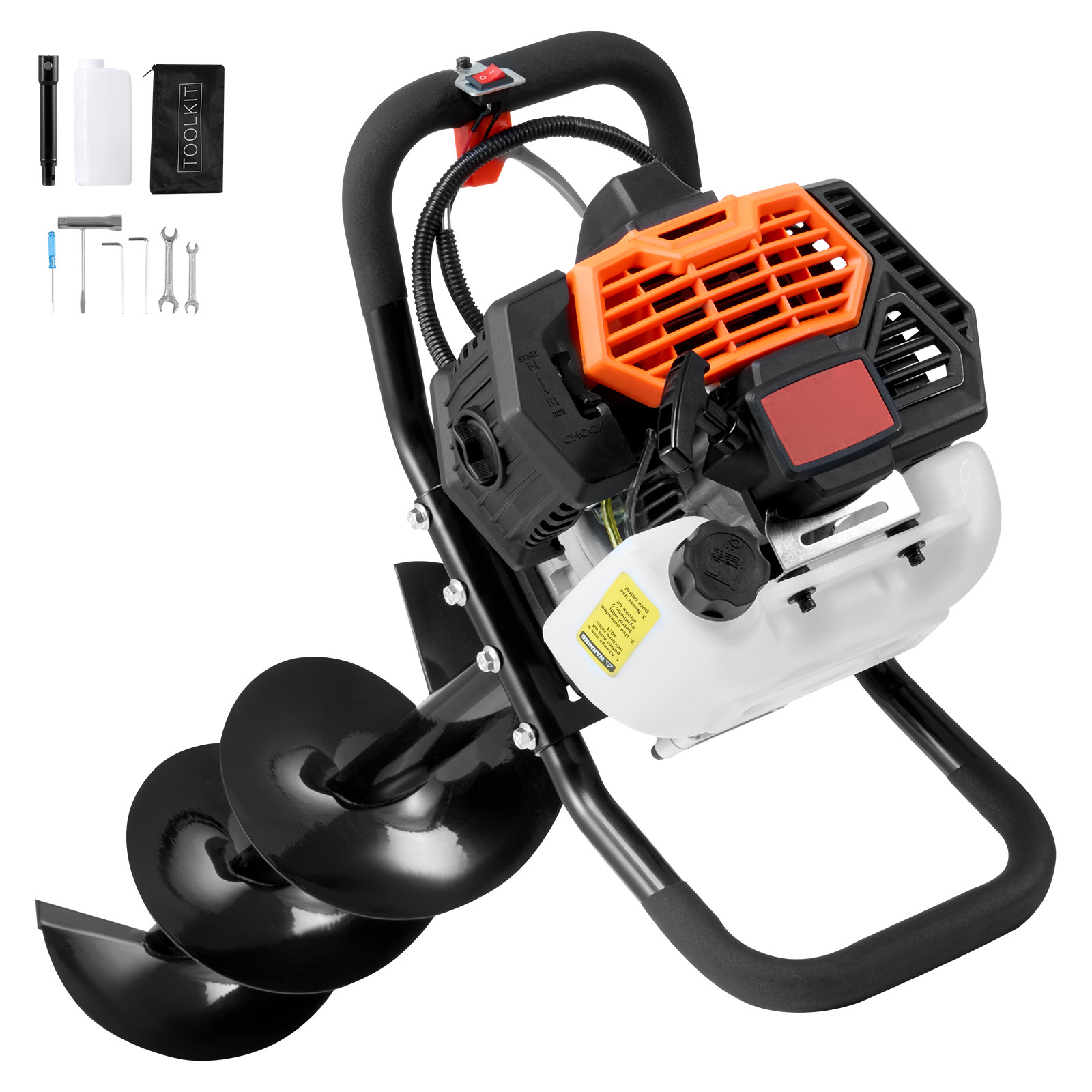 VEVOR Gas Post Hole Digger 52CC 1450W with 8” Drill Bits & 1 Extension Rod - Picture 1 of 12