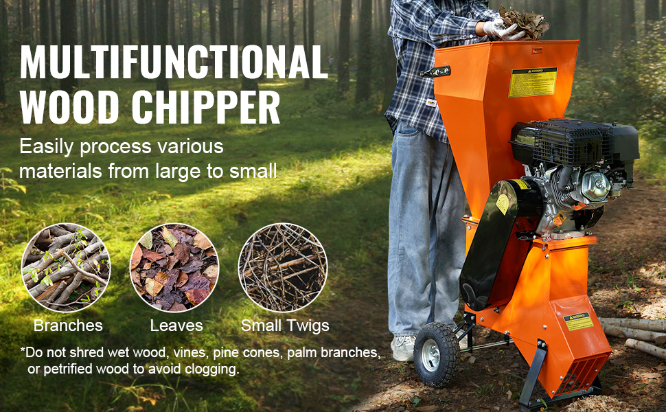 VEVOR Wood Chipper Shredder Mulcher 12 HP HeavyDuty Gas Powered 6.7