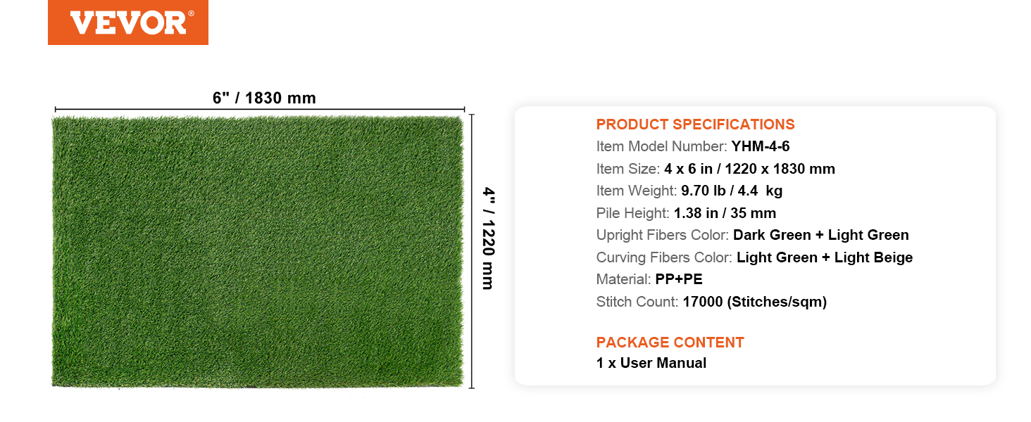 4x6ft,Artificial Grass,1.38