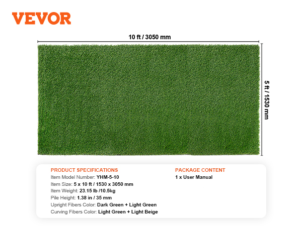 Gazon Artificiel Spring Dimension - 150x300 Cm - Vert - Pour Terrasse, Balcon, Intérieur Et Extérieur