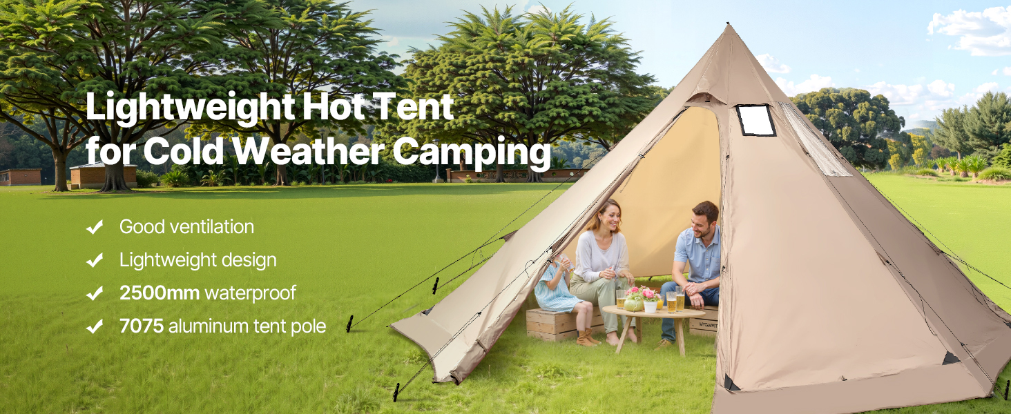 Uimoso Tipi Tent with Stove Jack Waterproof & Portable Hot Tent 