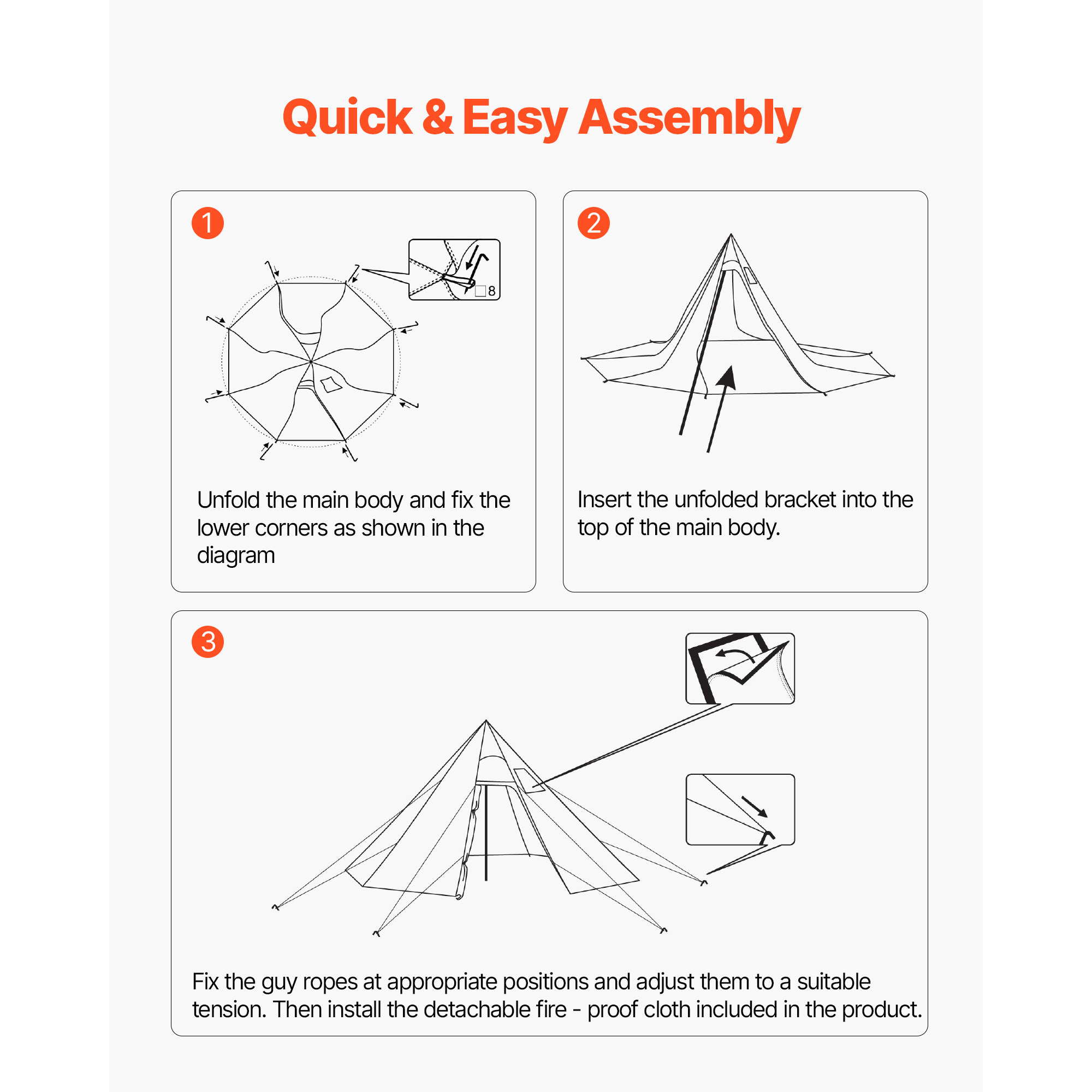 Uimoso Camping Tent Cabin Tent Tipi Tent w/ Stove Jack Lightweight Hot Tent