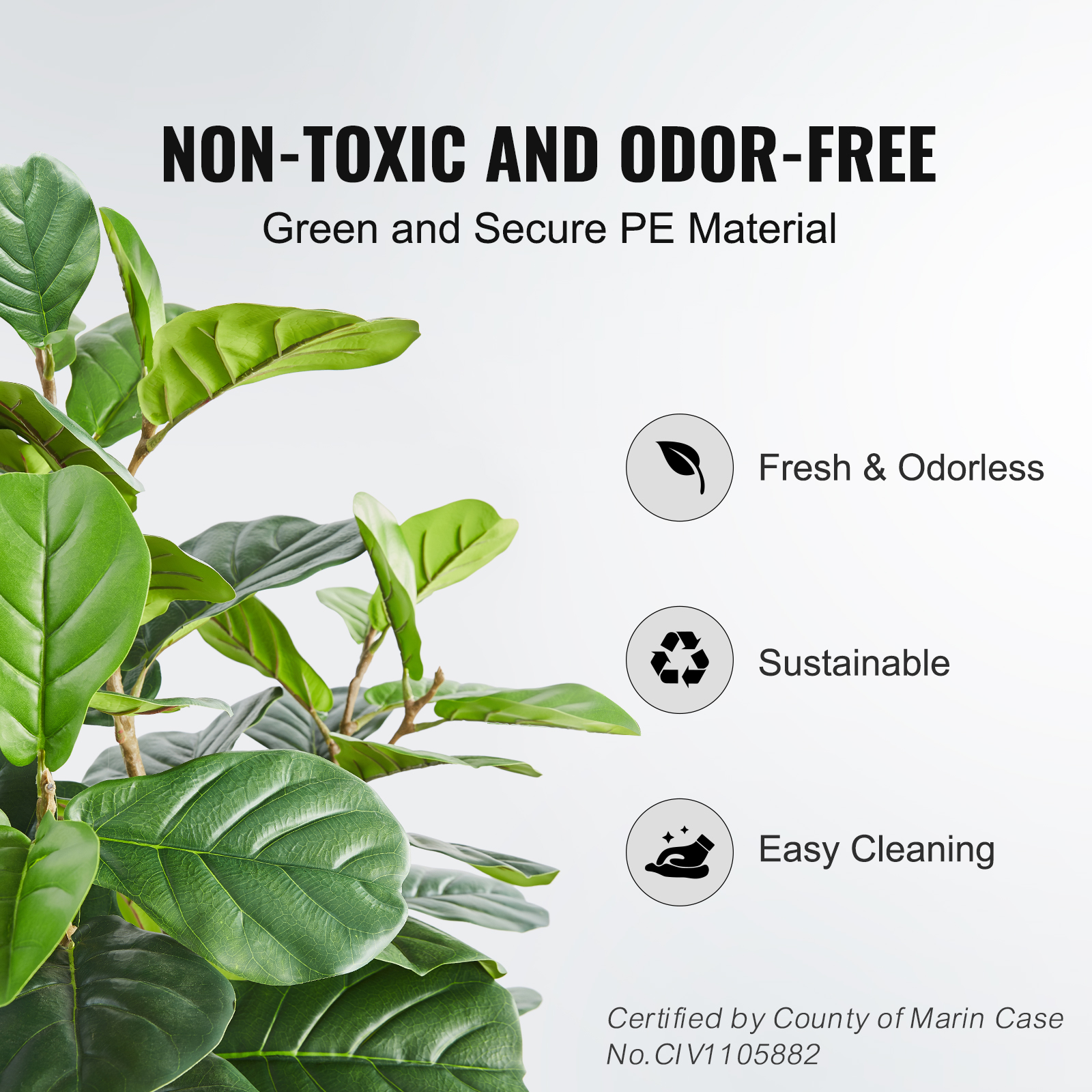 VEVOR 1.8m Artificial Fiddle Leaf Fig Tree Indoor Outdoor Office Decor - Picture 3 of 12