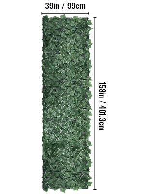VEVOR Artificial Ivy Privacy Fence Screen, 39"x158" Ivy Fence, PP Faux Ivy Leaf Artificial Hedges Fence, Faux Greenery Outdoor Privacy Panel Decoration for Garden, Decor, Balcony, Patio, Indoor