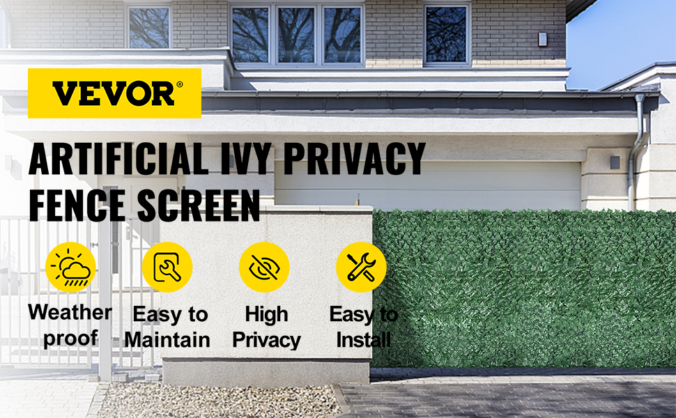 VEVOR Ivy Privacy Fence Screen, 39"x178" PP Faux Leaf Artificial Hedges, 3-Layers Indoor or Outdoor Greenery Leaves Panel, Multi-use for Garden, Yard, Decor, Balcony, Patio, Home, Green, 39 x 178 Inch