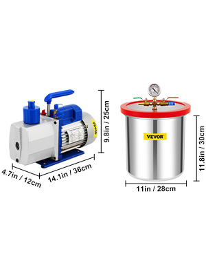 VEVOR Vacuum Chamber with Pump, 5 Gallon Chamber, 7CFM 3/4 HP Dual Stage Rotary Vane Vacuum Pump, 110V HVAC Air Tool Set for Stabilizing Wood, Degassing Silicones, Epoxies and Essential Oils 