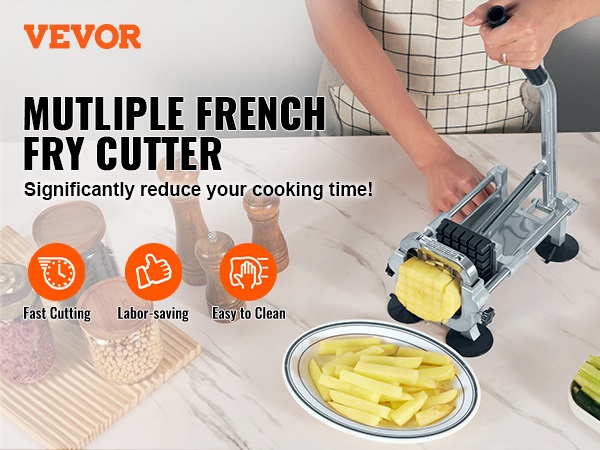 Cortador de papas fritas con 2 cuchillas, cortador profesional de patatas  de acero inoxidable, cortador de patatas fritas, cortador de papas fritas a