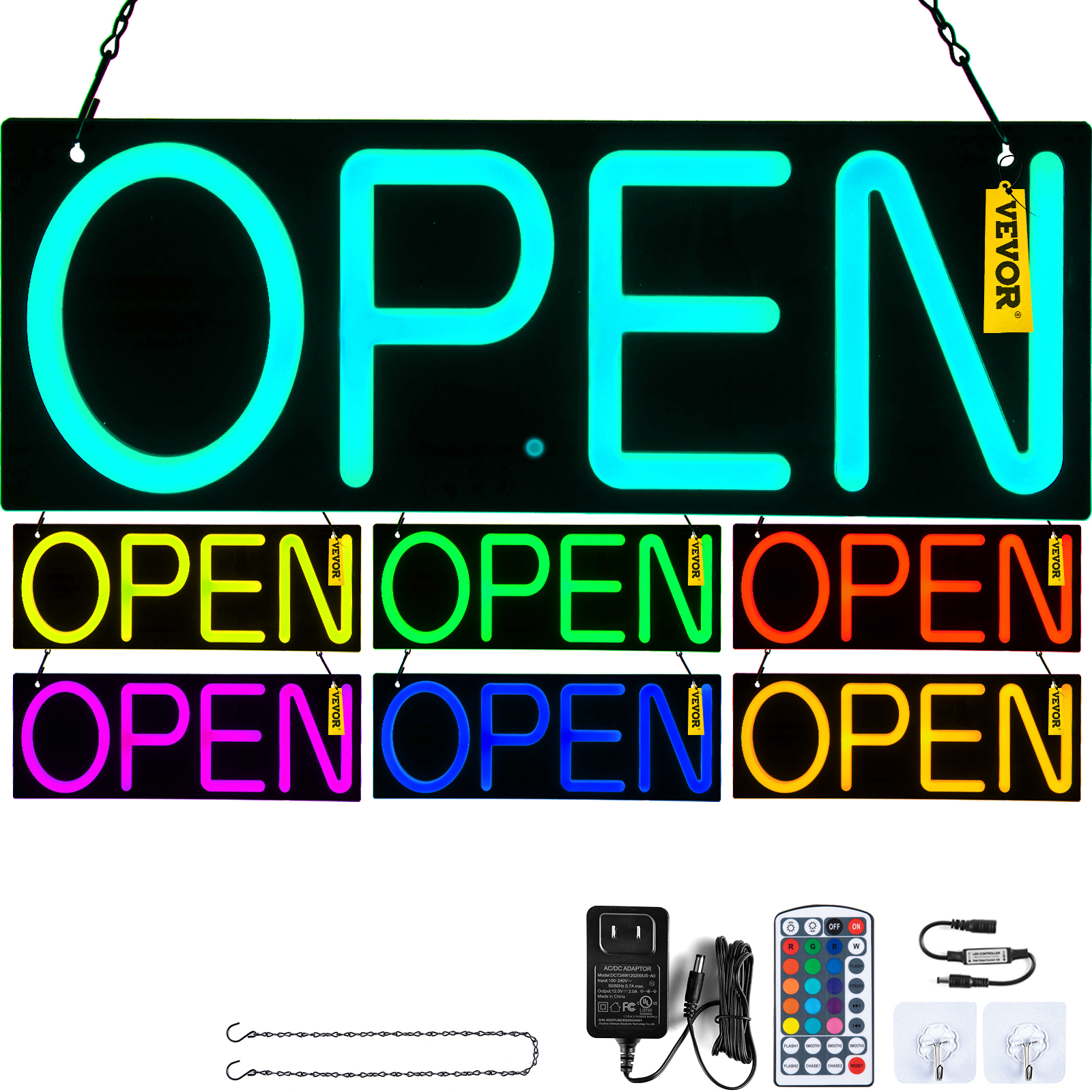 Bright LED Neon OPEN Shop Sign Light Display Sign Window Hanging with Chain UK 