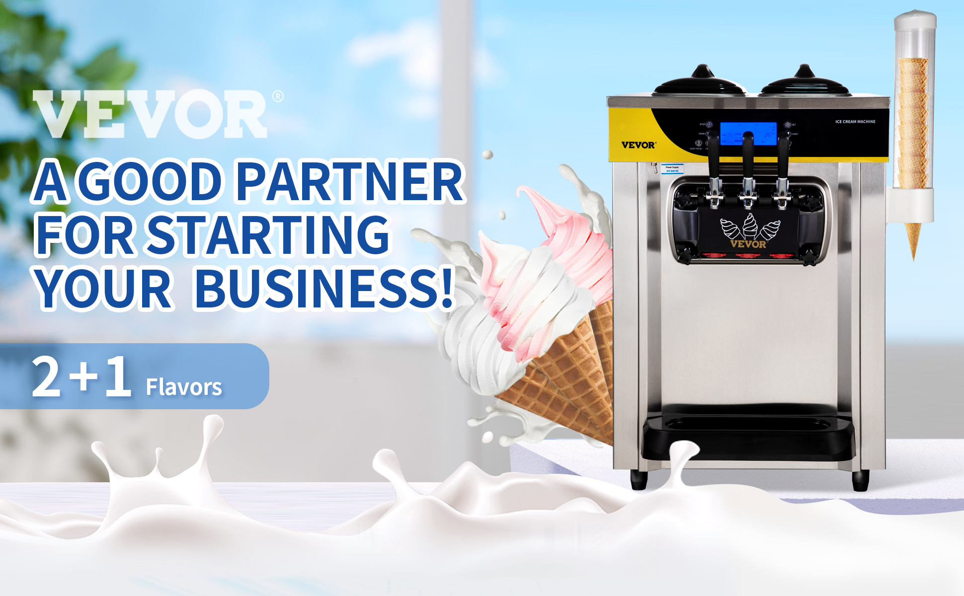 VEVOR Ice Cream Mixer Blender Machine Frozen Gelato Yogurt Milkshake Maker  750W