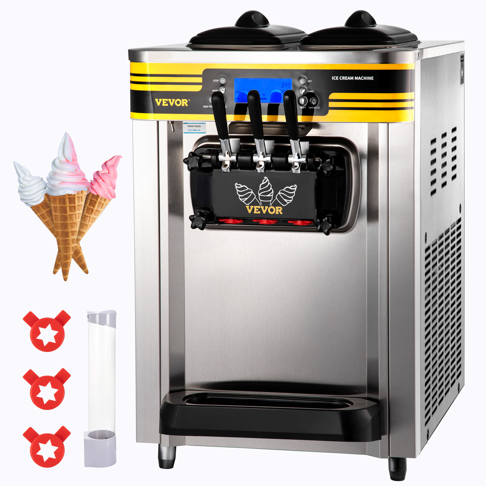 Commercial Ice Cream Maker,22-30L/H,2350W,Countertop