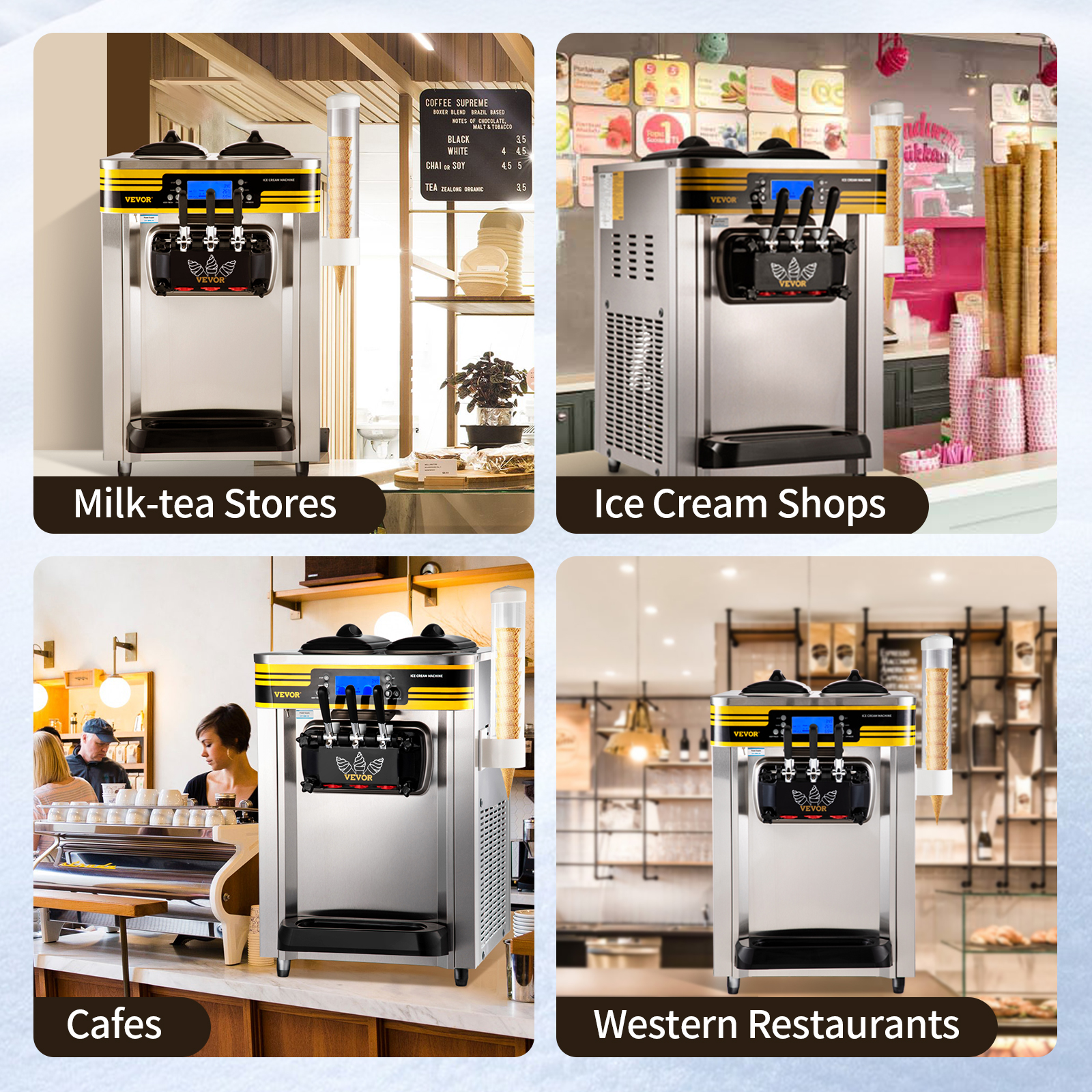 VEVOR Commercial Ice Cream Maker 2350-Watt Countertop Soft Serve Machine  22-30 l/H Yield Frozen Yogurt Maker w/2 x 6 l Hopper S2230LHR2110VOBEDV1 -  The Home Depot