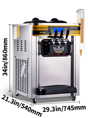 Machine à crème glacée molle commerciale, 22-30 L/h, 2350 W, Comptoir