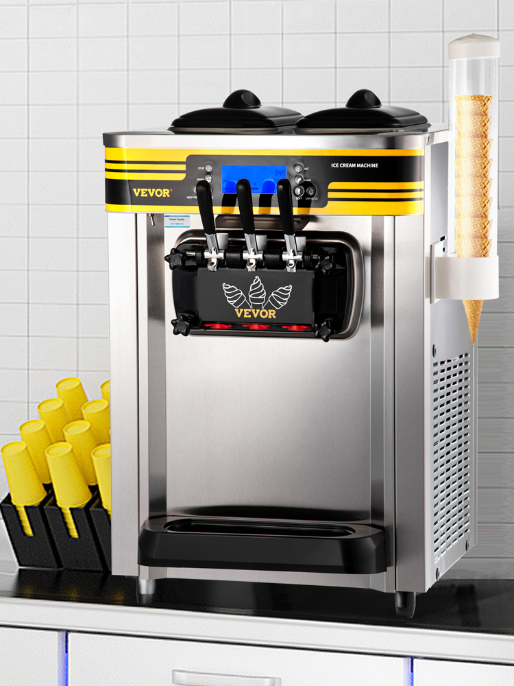 Machine à crème glacée molle commerciale, 22-30 L/h, 2350 W, Comptoir