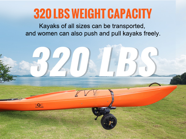 VEVOR Heavy Duty Kayak Cart, 320lbs Load Capacity, Detachable Canoe Trolley  Cart with 10'' Solid Tires, Adjustable Brackets & Nonslip Support Foot, for Kayaks  Canoes Paddleboards Float Mats Jon Boats