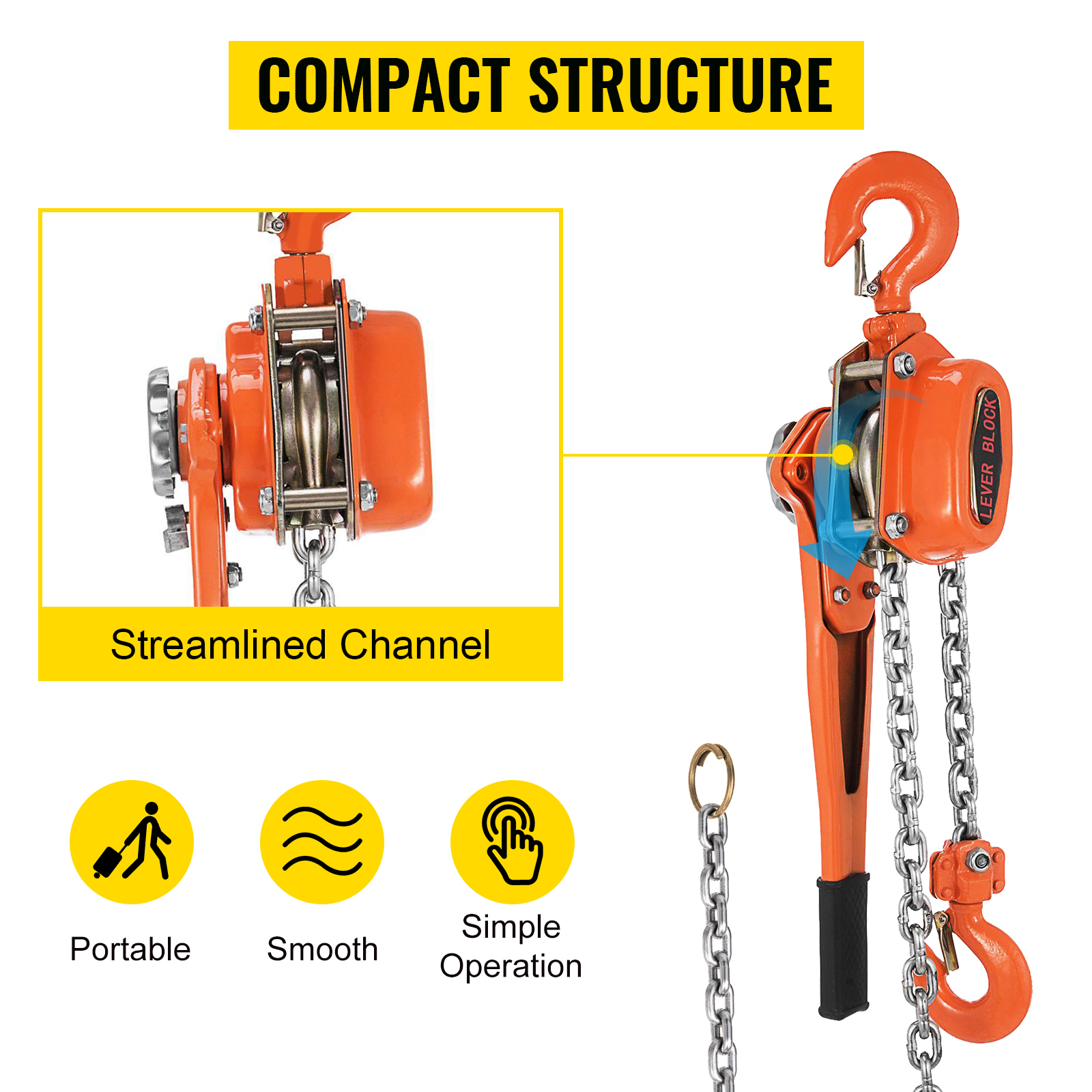 VEVOR Lever Chain Hoist, 0.75Ton 1650lbs Capacity Ratchet Puller with 10FT  Max. Lifting Height, Come Along Heavy Duty Steel Hooks, Manual Handling  Tool for Cargo Moving in Construction, Warehouse VEVOR US