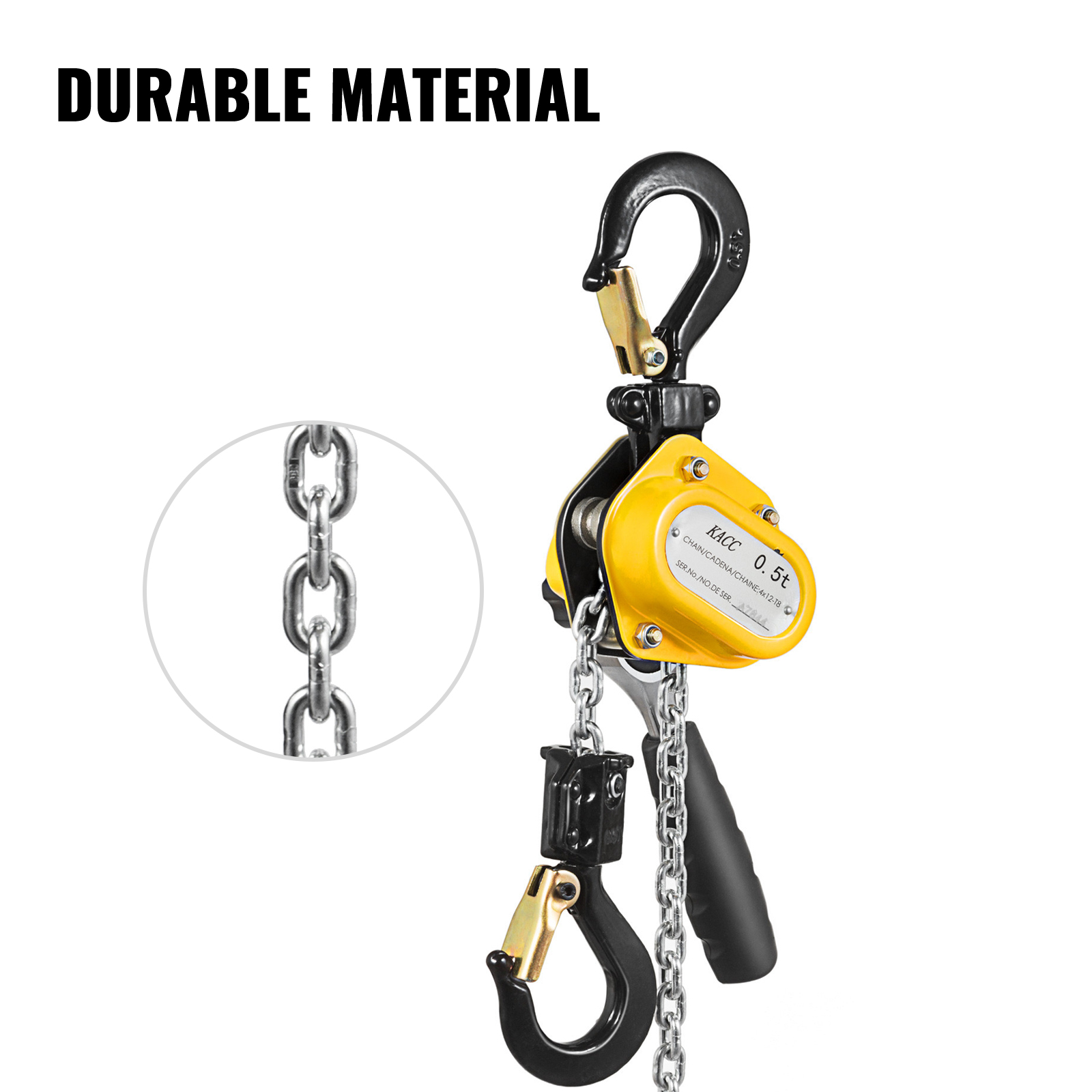 0.75T Mini Lever Chain Hoist With 15FT Chain Puller Durable Safety Latches 