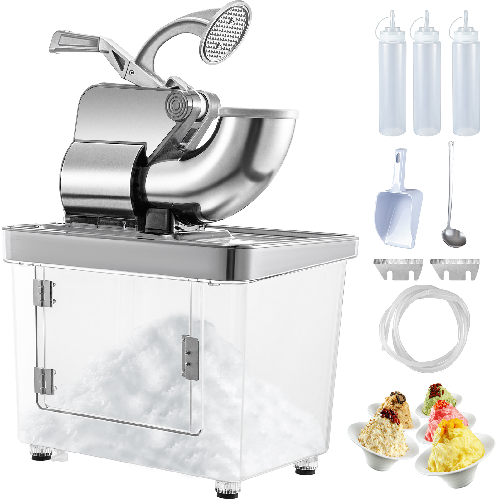 Stainless Steel Snow Cone Maker Machine Ice Blender Electric Ice Crusher for Home Commercial 