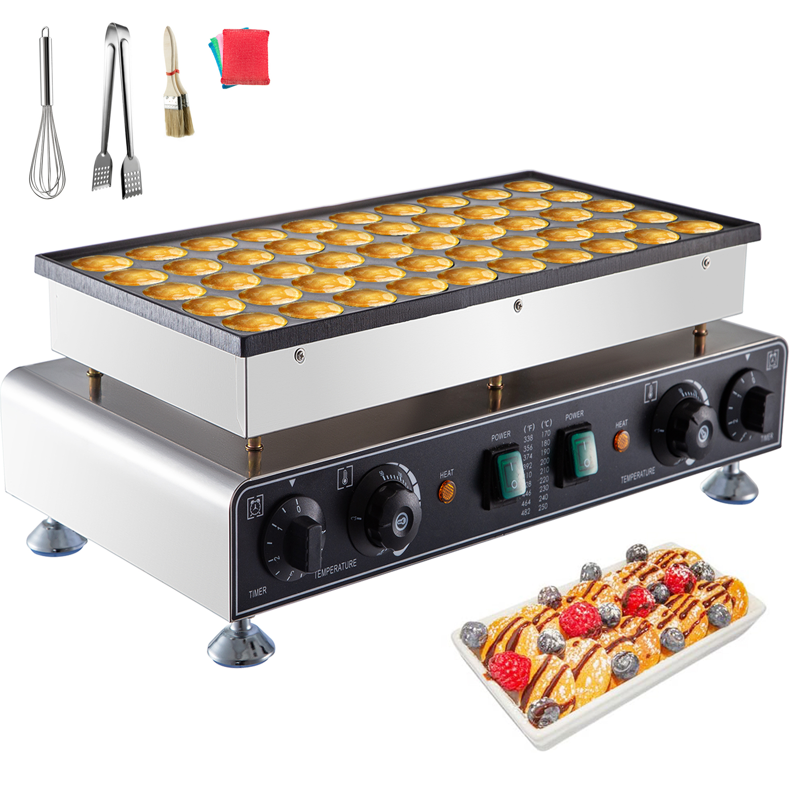 VEVOR 110V Mini Dutch Pancake Baker 50PCS 1700W Commercial Electric  Nonstick Waffle Maker Machine 1.8 Inches for Home and Restaurants VEVOR US