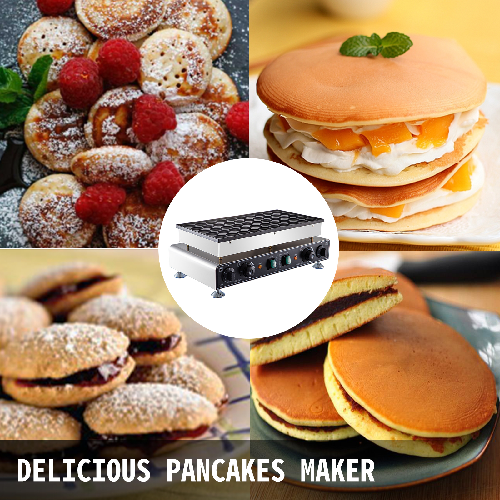 VEVOR VEVOR 110V Mini Dutch Pancake Baker 50PCS 1700W Comercial