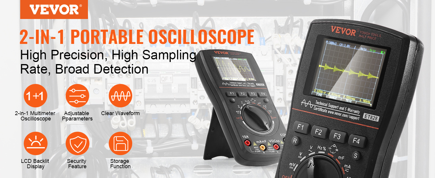 VEVOR 2-in-1 Handheld Digital Oscilloscope, 2.5MS/S Sampling Rate