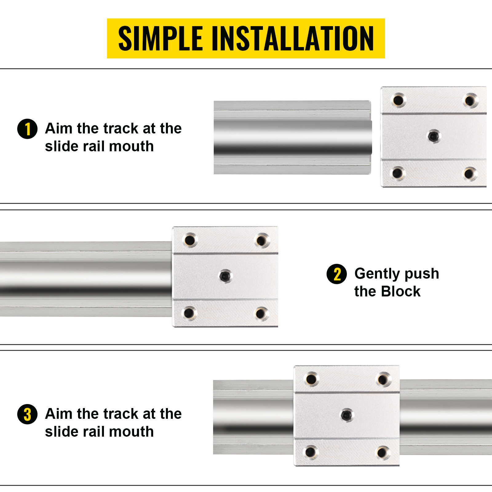 VEVOR Linear Rail, 2PCS SBR12-1000mm, Linear Guide 2 PCS Linear