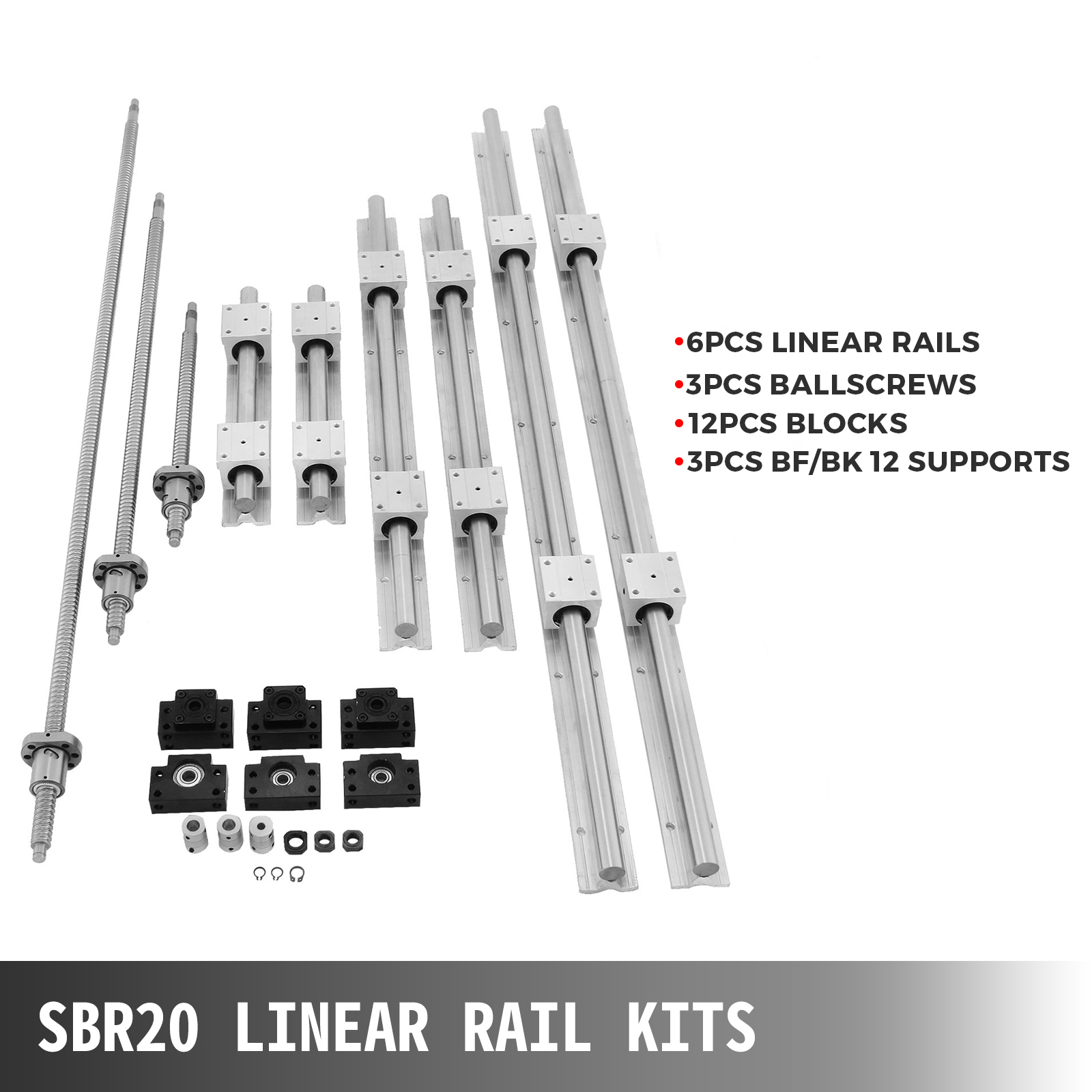 2x SBR20 Linearschiene & SFU1605 Kugelumlaufspindel & BF/BK12 & kupplung Set 