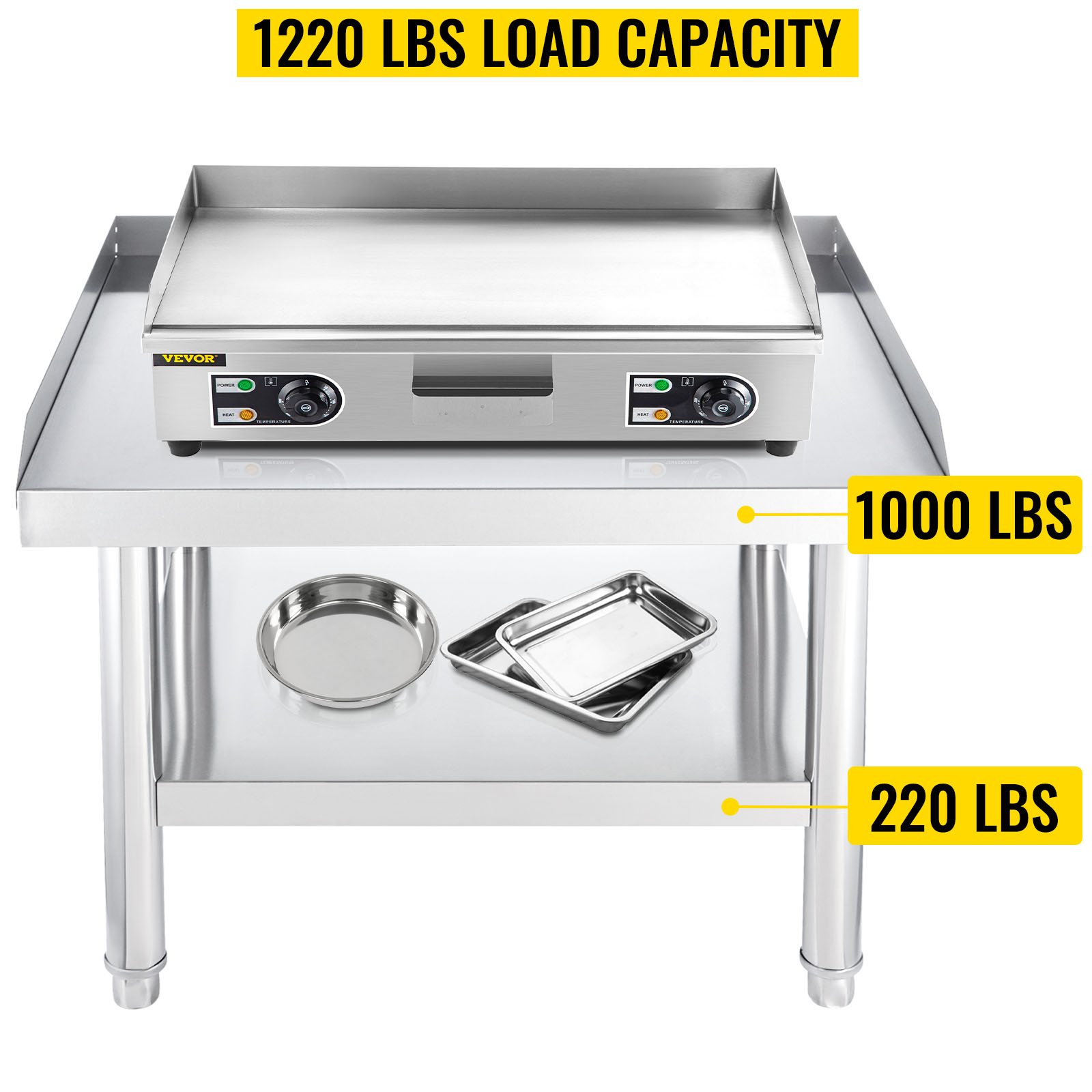 Stainless Steel Equipment Grill Stand 60 x 30 x 24 in. Stainless Table with  Adjustable Undershelf Grill Stand Table