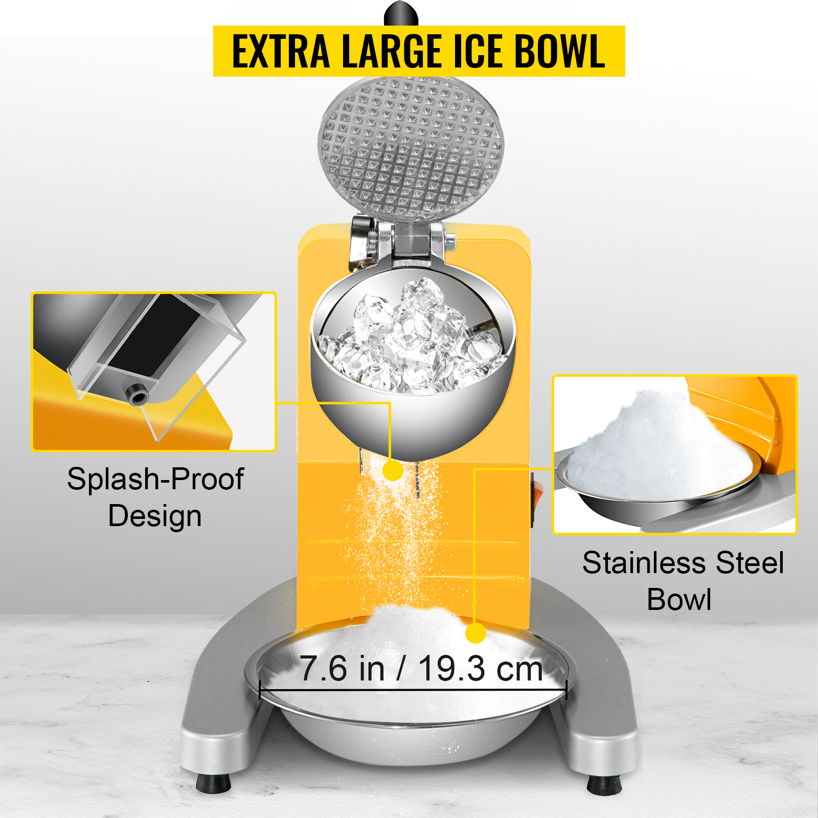 Electric Ice Crusher Shaver Home & Commercial Snow Cone Maker Machine Snow Cone Shaved Ice Maker 200W 264lbs/hr 1450 r/min 