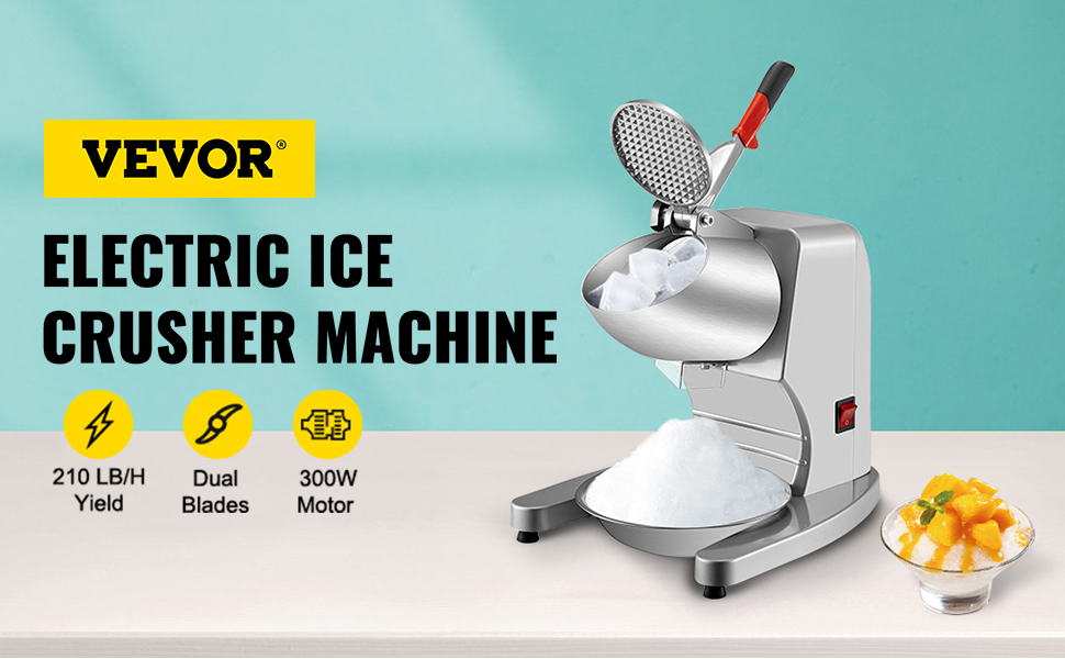 VEVOR Broyeur à Glace à Double Couteau Machine à Glace Pilée 95kg