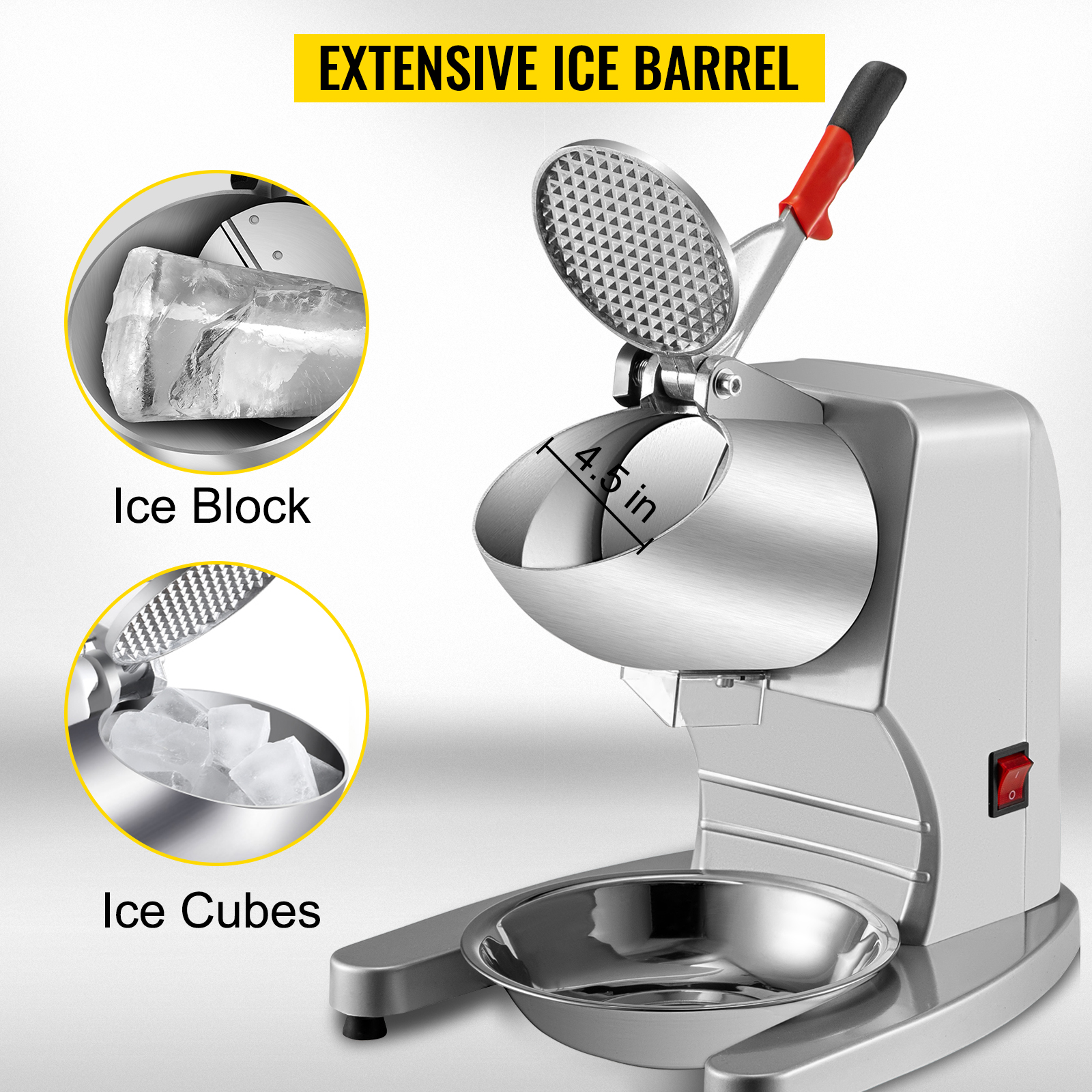 Rasoir à glace électrique machine à fabriquer des cônes de neige 10,8 kg/min pour un usage domestique et commercial broyeur à glace dépaisseur réglable 