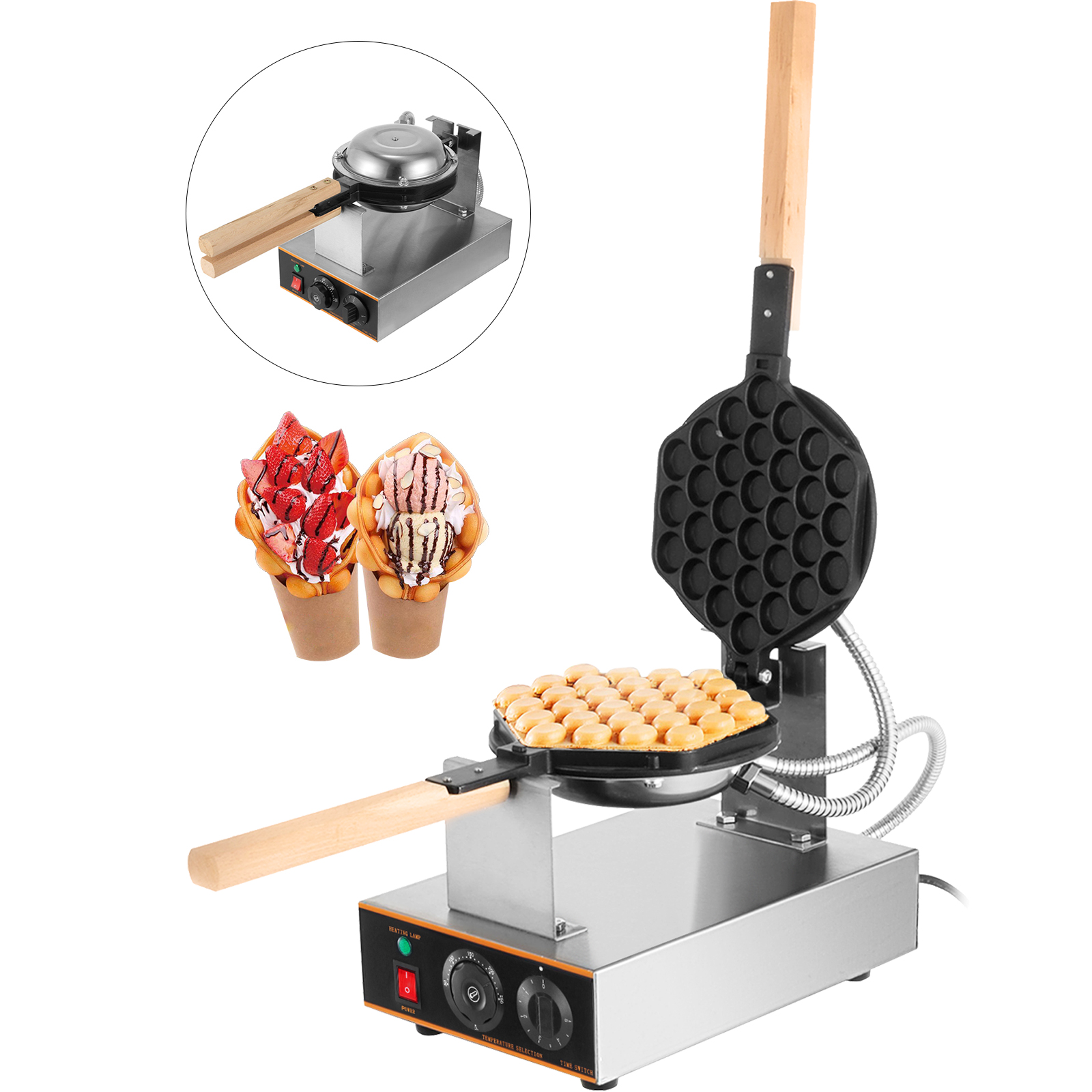 egg bubble waffle maker, stainless steel, 1400w