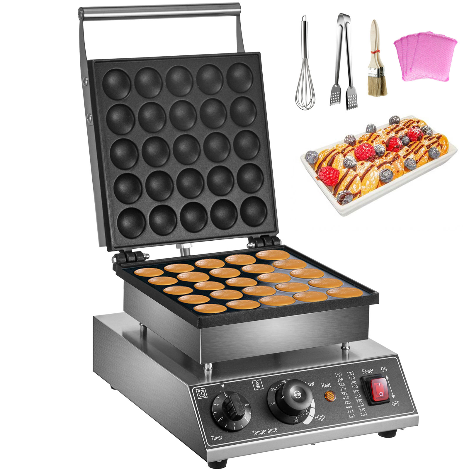 egg bubble waffle maker, stainless steel, 1400w