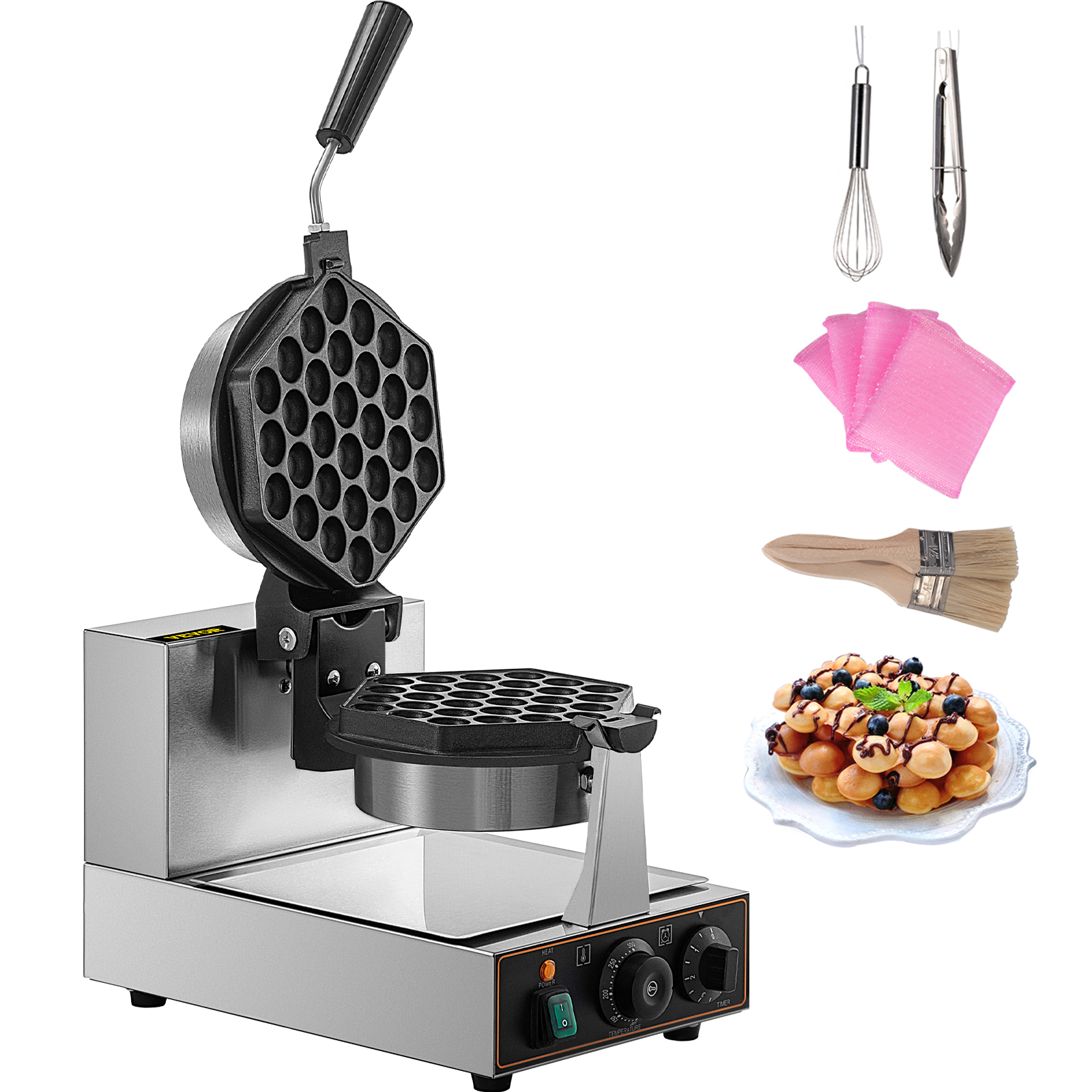 egg bubble waffle maker, stainless steel, 1400w